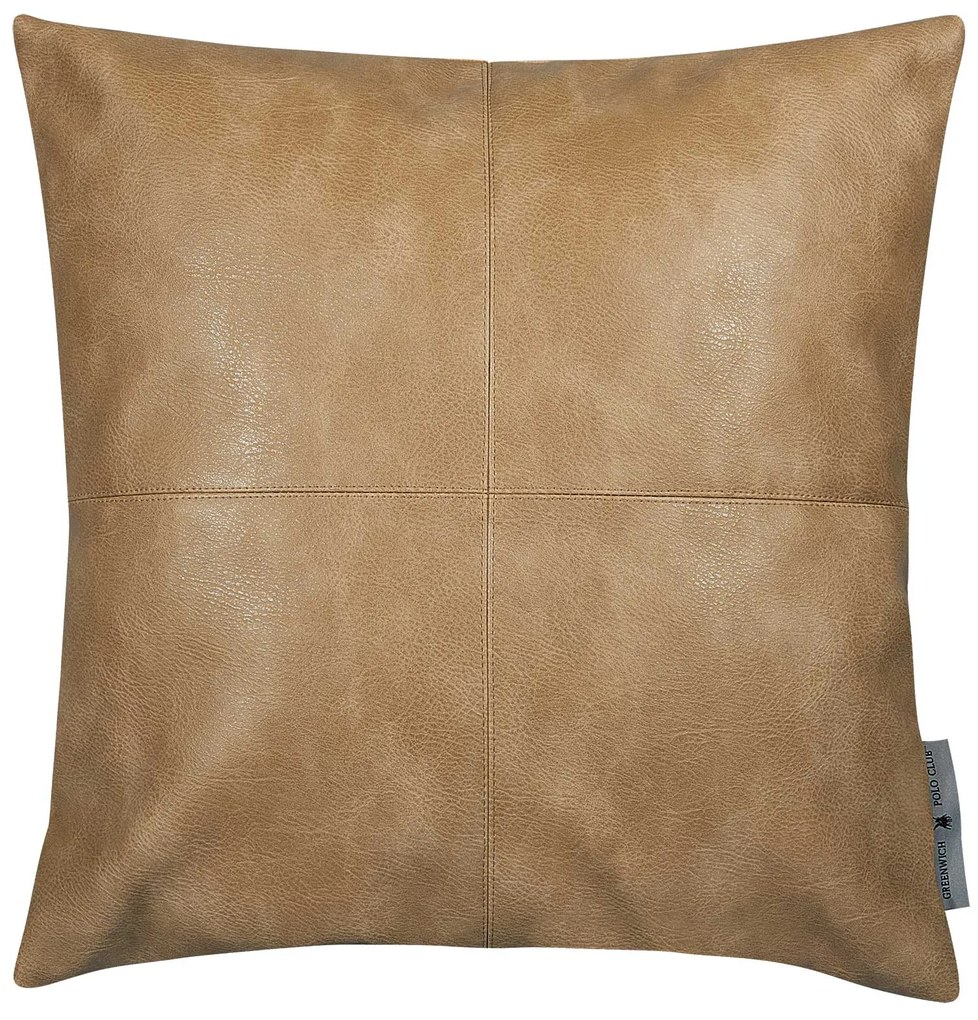 Διακοσμητικό Μαξιλάρι Faux Leather 45x45εκ. Essential 3986 Khaki Greenwich Polo Club