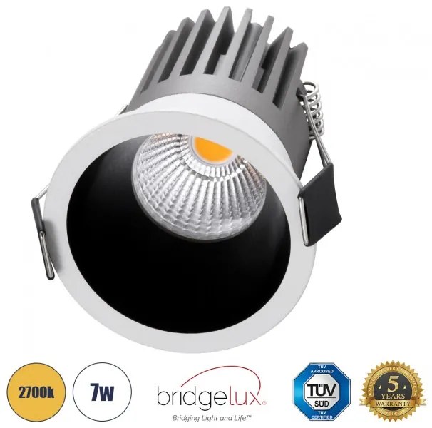 Χωνευτό Σποτ Downlight LED TrimLess 7W Λευκό-Μαύρο Θερμό 2700K MICRO-B 60241 Globostar 60241 Λευκό