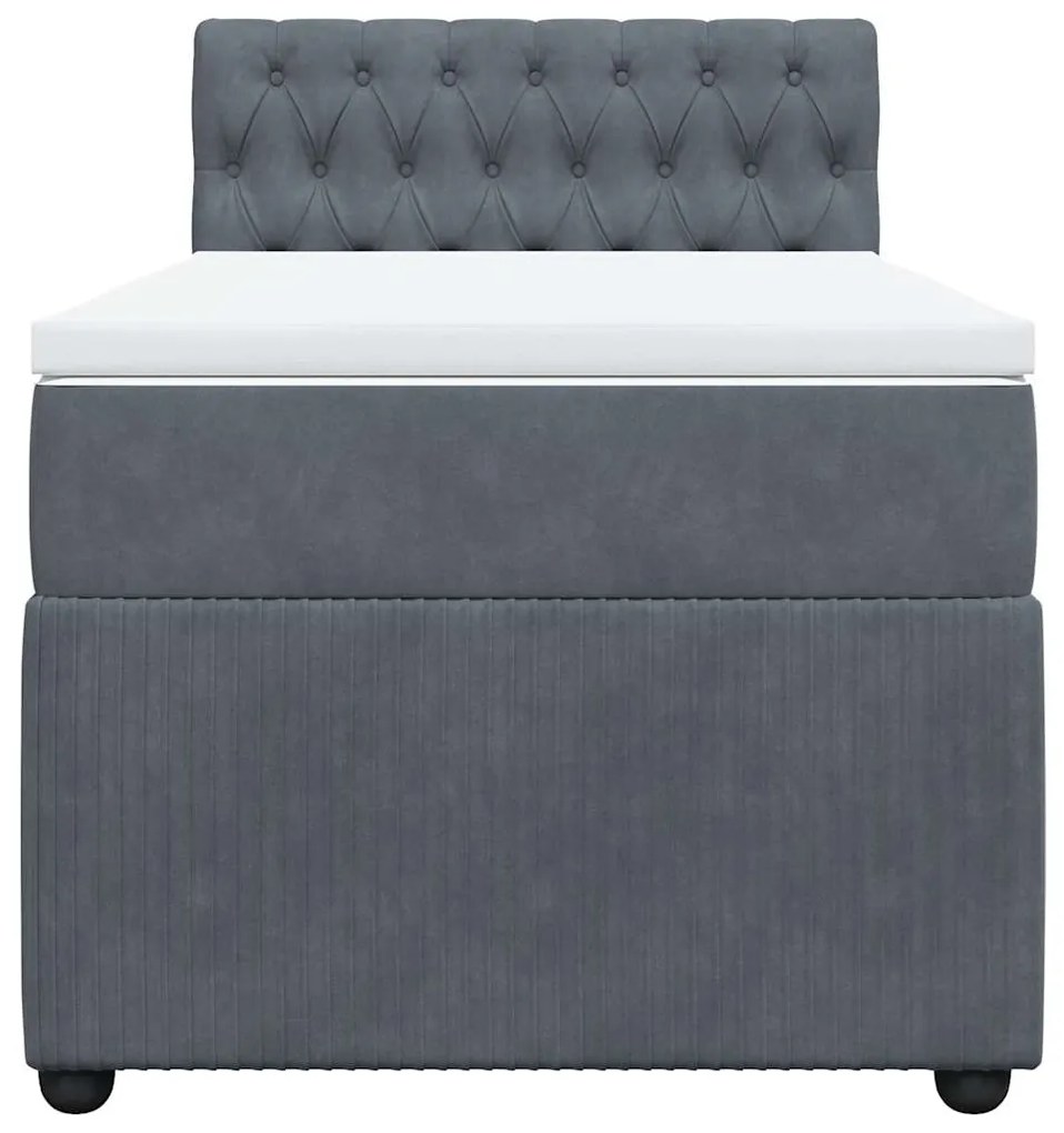 vidaXL Κρεβάτι Boxspring με Στρώμα Σκούρο Γκρι 100x200 εκ. Βελούδινο
