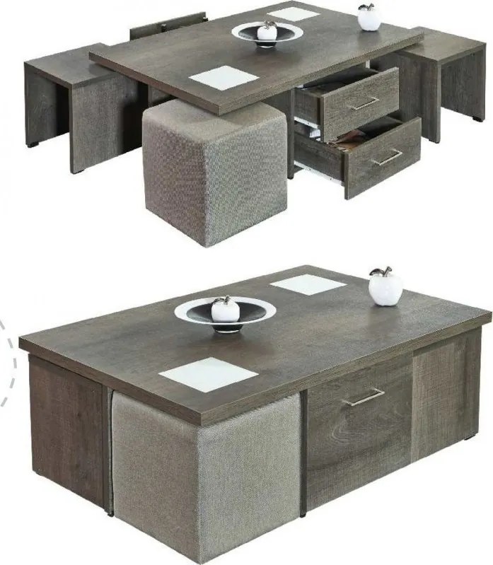 Τραπεζάκι Σαλονιού Με Σκαμπό Και Συρτάρια 11411203 Aline