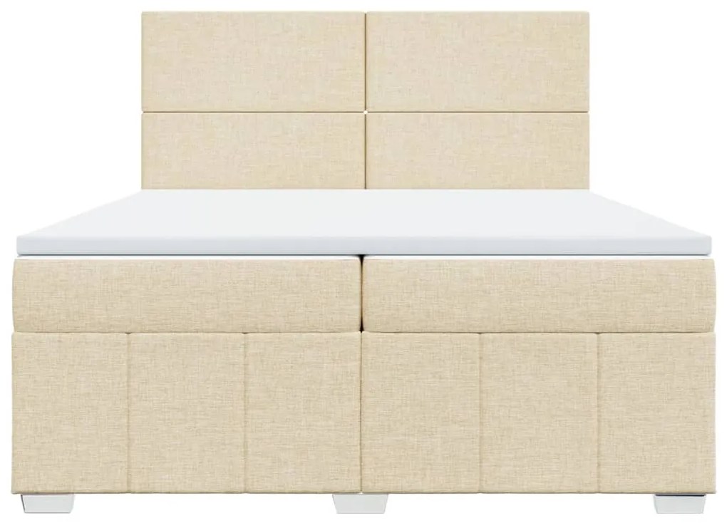 vidaXL Κρεβάτι Boxspring με Στρώμα Κρεμ 200x200 εκ. Υφασμάτινο