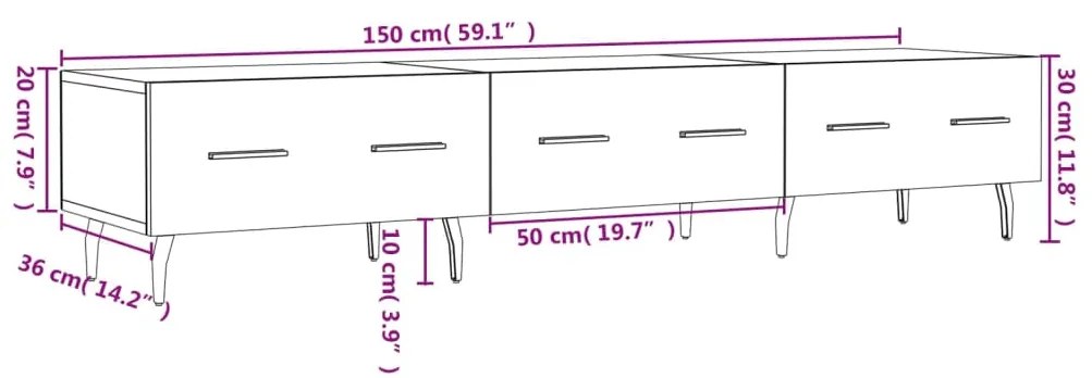 Έπιπλο Τηλεόρασης Γκρι Σκυροδέματος 150x36x30 εκ. Επεξ. Ξύλο - Γκρι