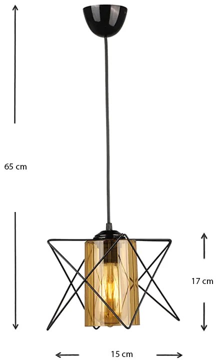 Φωτιστικό οροφής Indra Megapap E27 μεταλλικό μονόφωτο χρώμα μαύρο 17x17x50εκ.