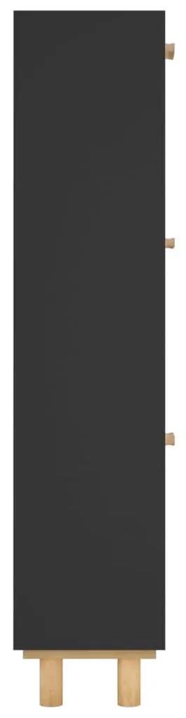 Παπουτσοθήκη Μαύρη 52x25x115 εκ Επεξεργασμένο Ξύλο&amp;Φυσικό Ρατάν - Μαύρο