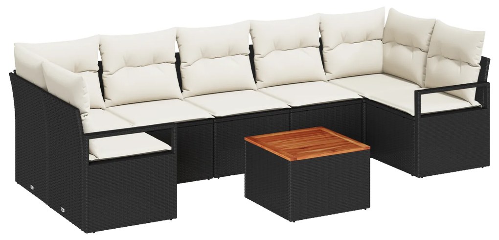 vidaXL Σετ Καναπέ Κήπου 8 pcs Μαύρος, λευκός Τεράστιος