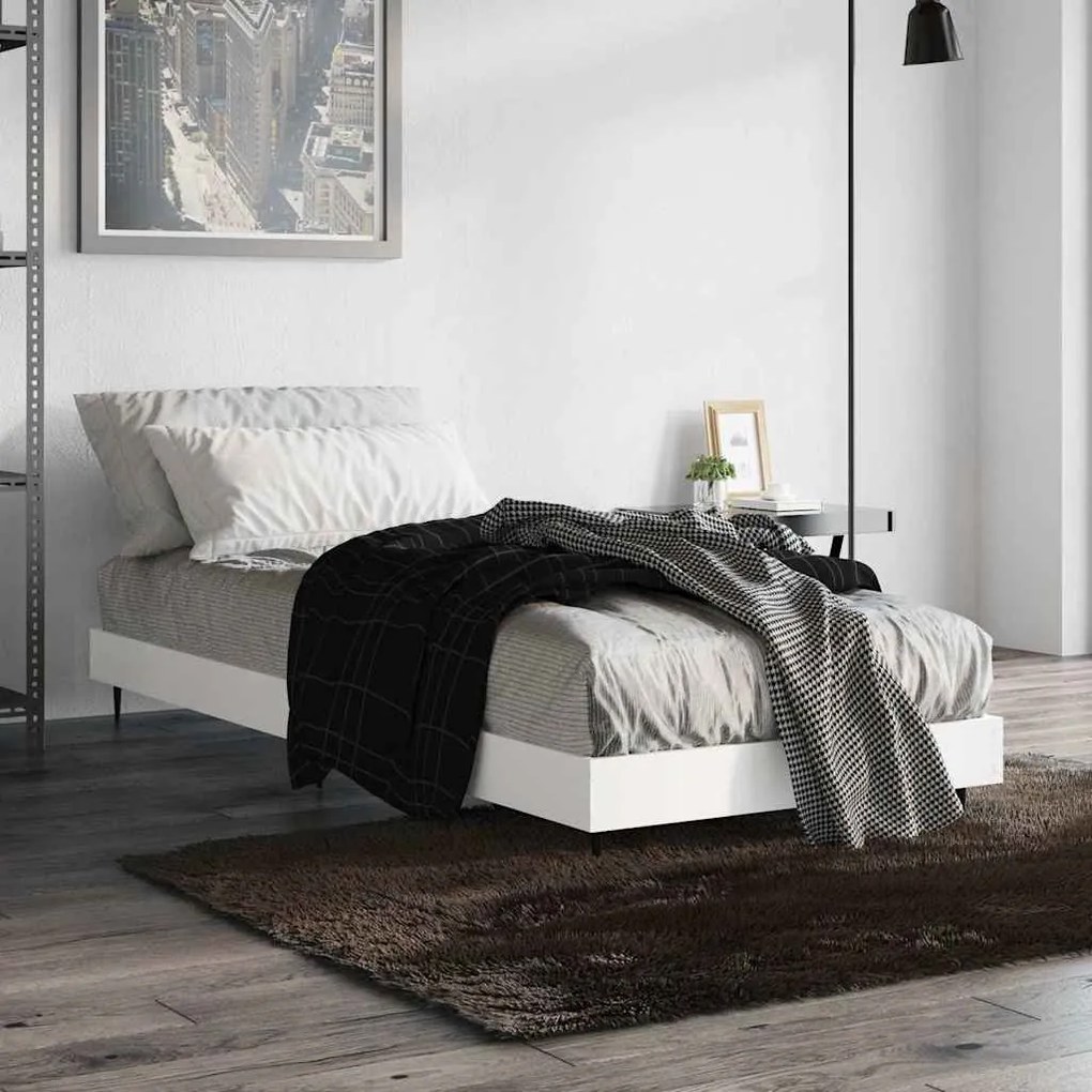 vidaXL Πλαίσιο Κρεβατιού Λευκό 75 x 190 εκ. από Επεξεργασμένο Ξύλο