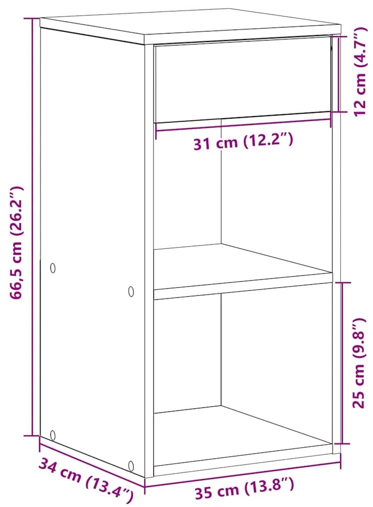 Κομοδίνο με συρτάρι Λευκό 35x34x66,5 cm - Λευκό