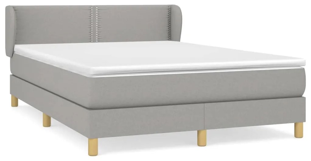 vidaXL Κρεβάτι Boxspring με Στρώμα Ανοιχτό Γκρι 140x190 εκ. Υφασμάτινο