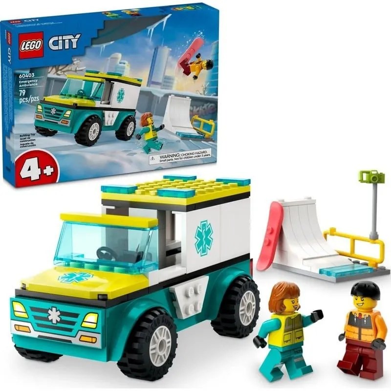 City: Aσθενοφόρο Και Snowboarder (60403) 5 Ετών+ Multi Lego