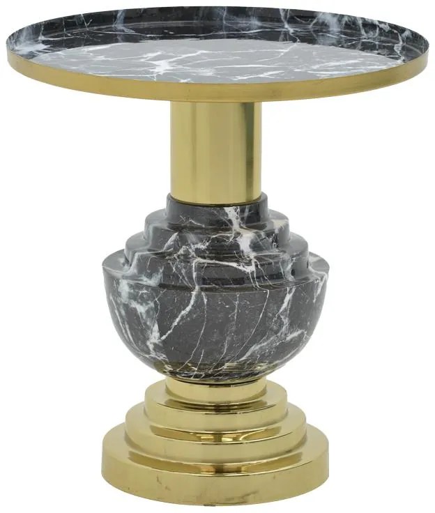 Βοηθητικό τραπέζι Cogent Inart μαύρο-χρυσό μέταλλο Φ46x50εκ 46x46x50 εκ.