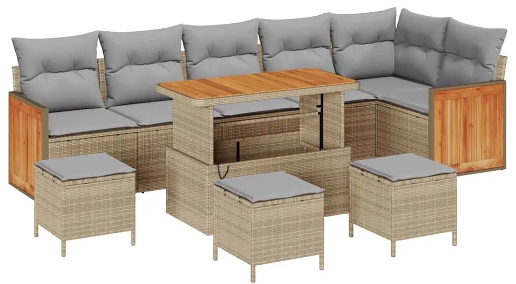 vidaXL Σετ Καναπέ Κήπου 10 pcs Μπεζ, Ανοιχτό γκρι 110 x 55 x 71 εκ