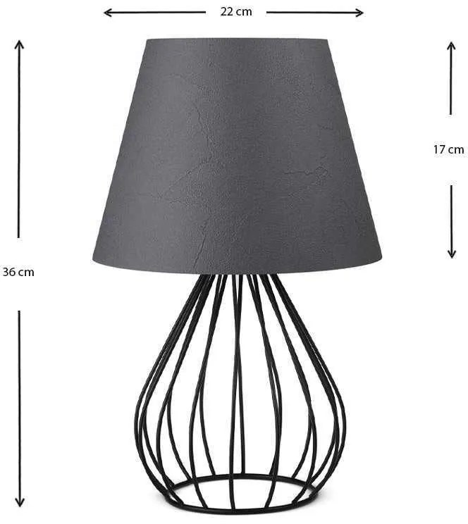 Φωτιστικό επιτραπέζιο Akerlind Megapap ύφασμα/Pvc/μέταλλο χρώμα ανθρακί/μαύρο 22x17x36εκ.