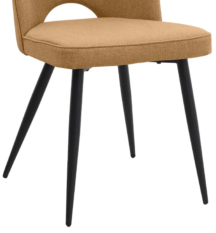 Καρέκλα τραπεζαρίας Christy Megapap μουσταρδί ύφασμα - μεταλλικό μαύρο πόδι 47x59x90εκ.