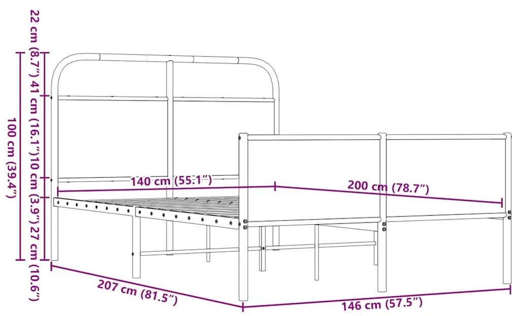 Πλαίσιο Κρεβατιού Χωρ. Στρώμα Καφέ Δρυς 140x200εκ. Επ. Ξύλο - Καφέ