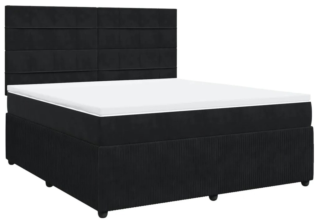 vidaXL Κρεβάτι Boxspring με Στρώμα Μαύρο 180x200 εκ. Βελούδινο