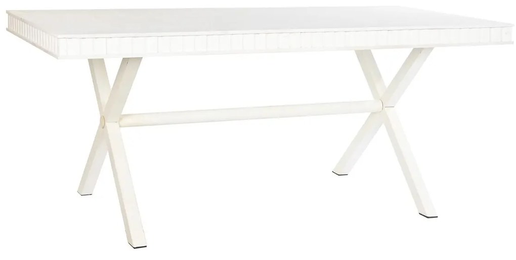 Τραπεζαρία DKD Home Decor Λευκό Μέταλλο Ξύλο από Μάνγκο 180 x 90 x 76 cm