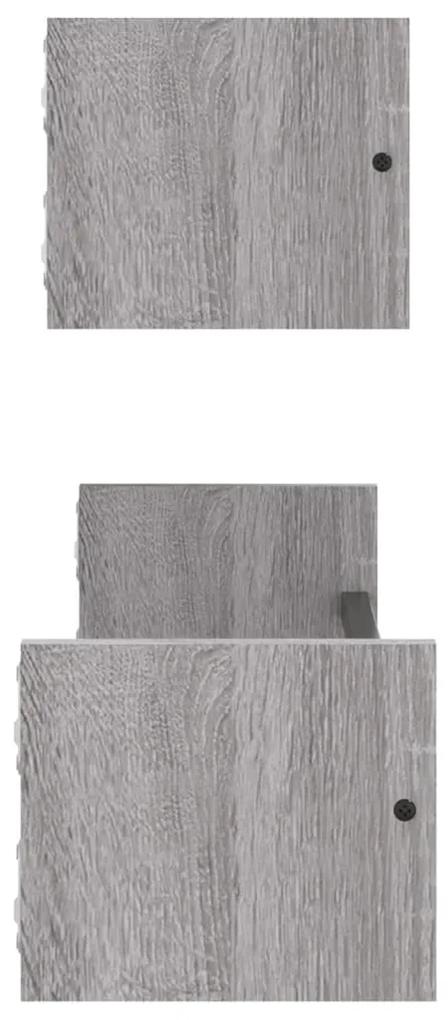 vidaXL Ράφια Τοίχου με Μπάρα 2 τεμ. Γκρι Sonoma 60 x 16 x 14 εκ.