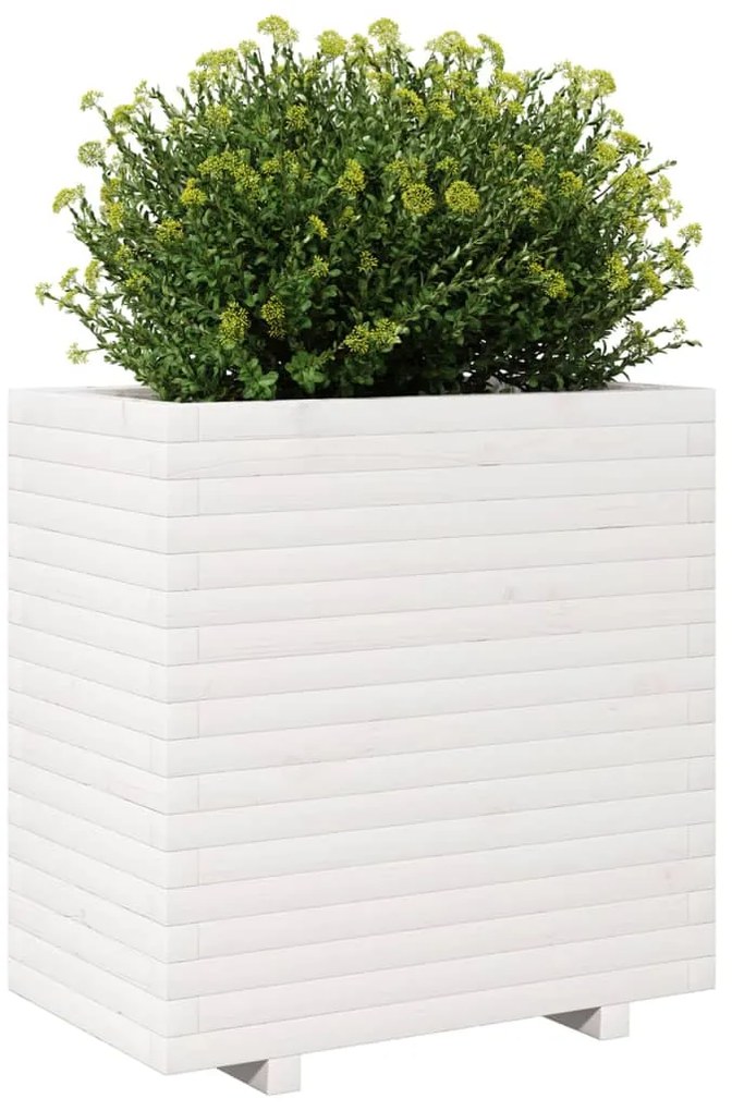 vidaXL Ζαρντινιέρα Κήπου Λευκή 70x40x72,5 εκ. από Μασίφ Ξύλο Πεύκου