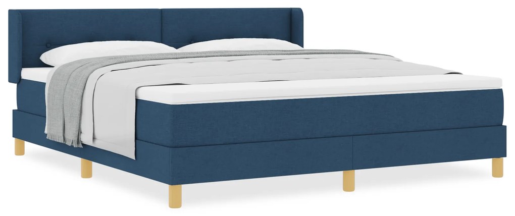 vidaXL Κρεβάτι Box Spring με Στρώμα Μπλε, 180 x 200 εκ, Υφάσματος