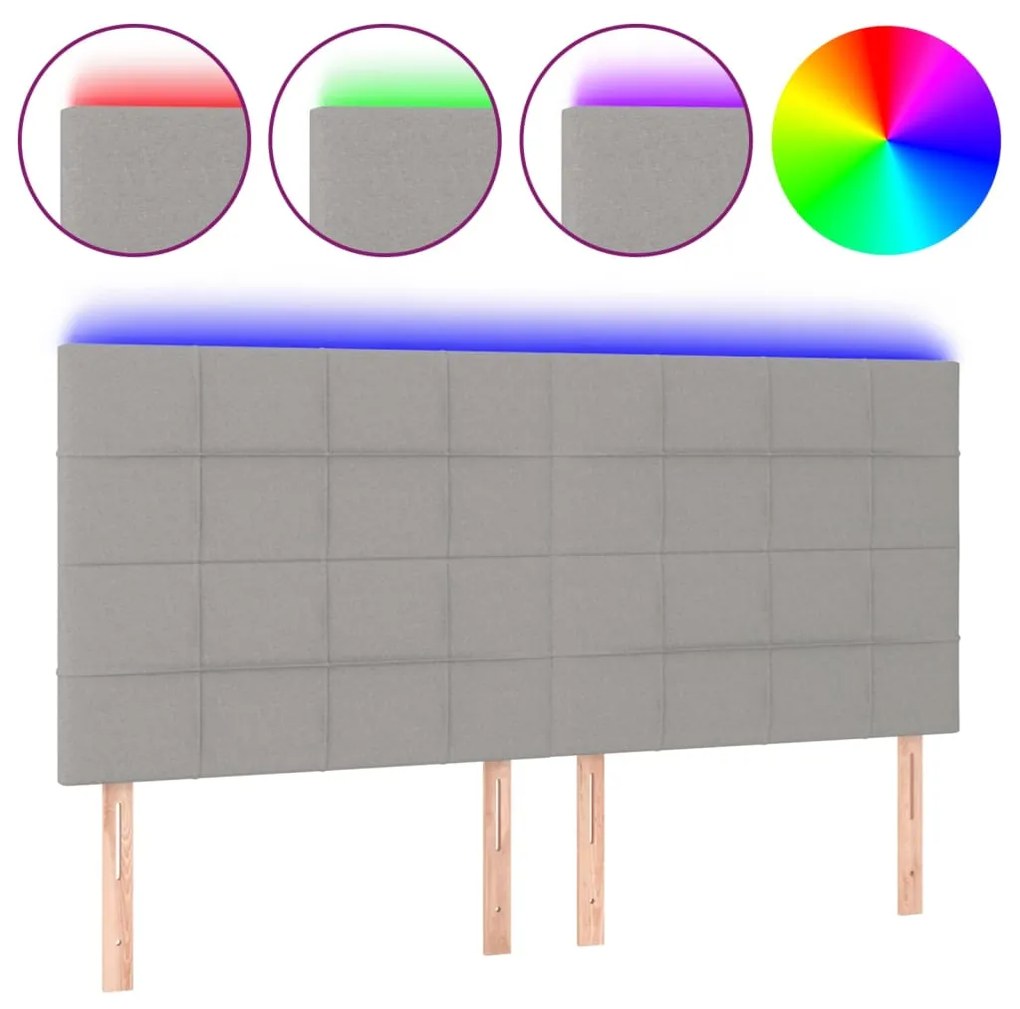 Κεφαλάρι Κρεβατιού LED Ανοιχτό Γκρι 160x5x118/128εκ. Υφασμάτινο 3122430