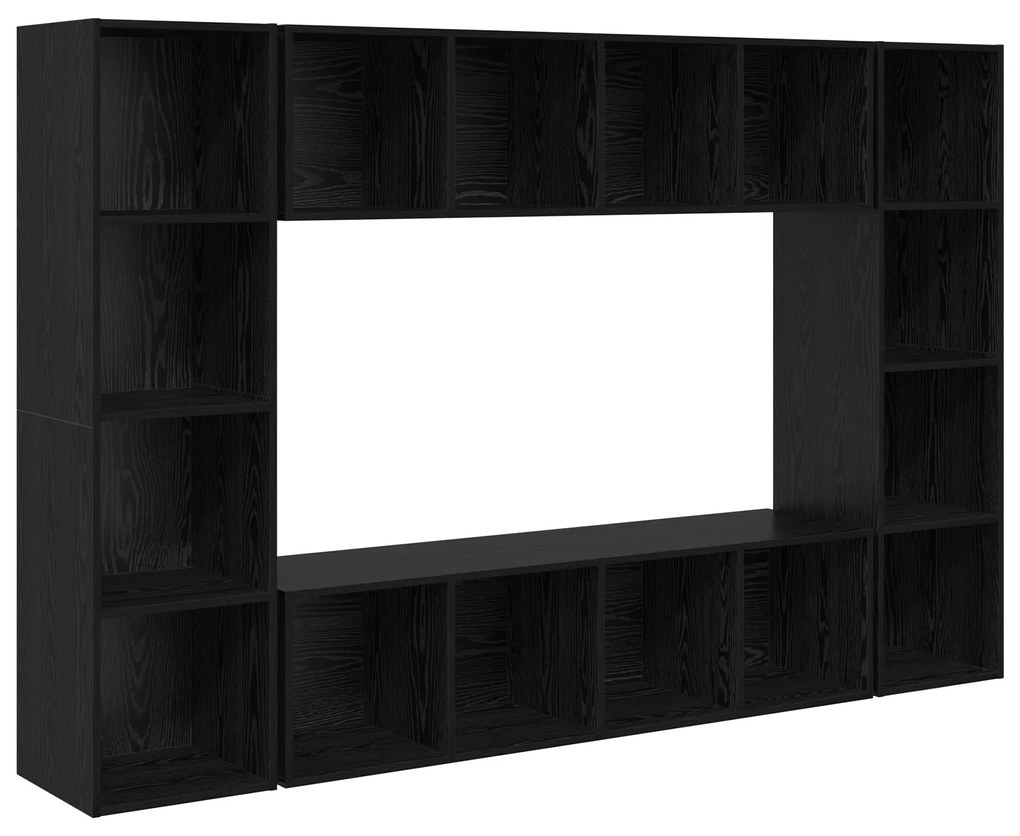 vidaXL Σετ επίπλου τηλεόρασης Επιτοίχιο 4 pcs Μαύρο 37 x 37 x 142.5 εκ