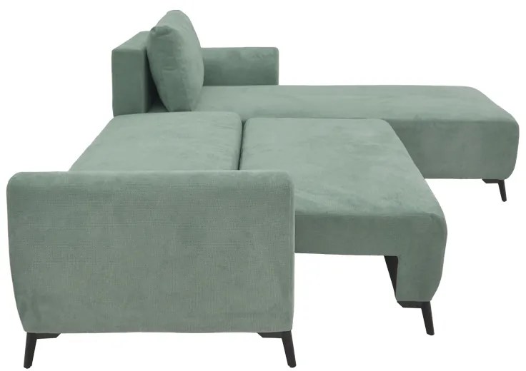 Kαναπές κρεβάτι τριθέσιος αναστρέψιμος Settee pakoworld ύφασμα με αποθηκευτικό χώρο σε μέντα απόχρωση 286x204x93εκ - 074-000043