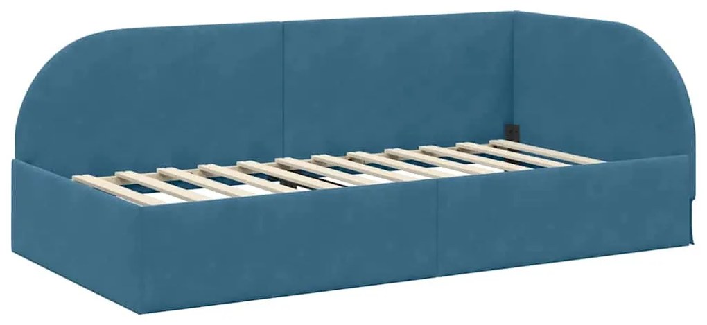 vidaXL Κρεβάτι Γωνίας με κεφαλάρι Μπλε 80 εκ x 200 εκ Βελούδο