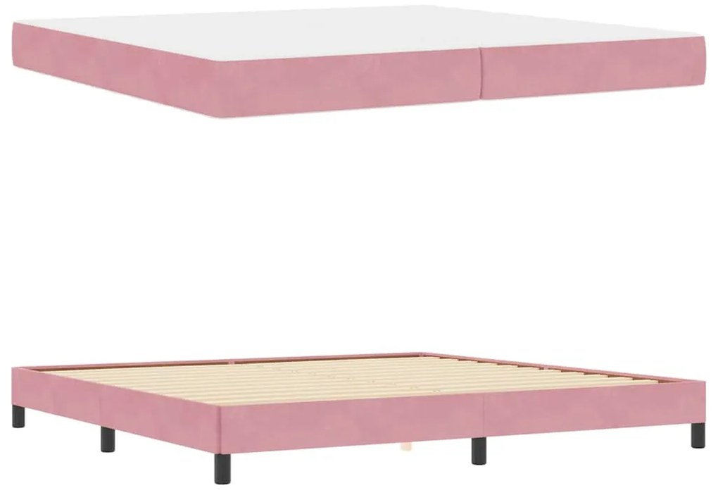 vidaXL Κρεβάτι box spring με στρώμα με στρώμα Ροζ 200 x 200 cm Βελούδο