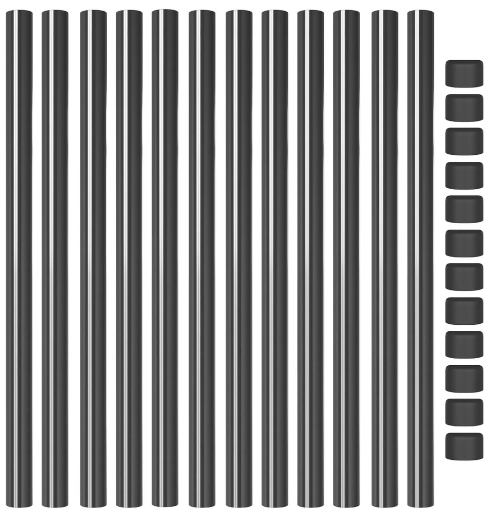vidaXL Πό posts φράχτη 12 pcs Γκρι 90 cm Ατσάλι με Επικάλυψη Πούδρας