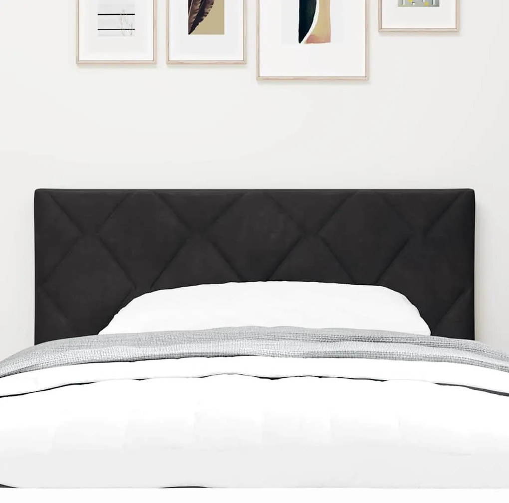 vidaXL LED Κεφαλάρι με φώτα λωρίδας LED Geometric Μαύρο 90 cm Βελούδο