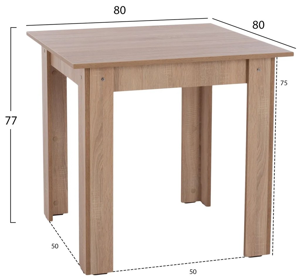 Τραπέζι Κουζίνας Kelvin 80x80x77Υεκ. Sonoma Oak