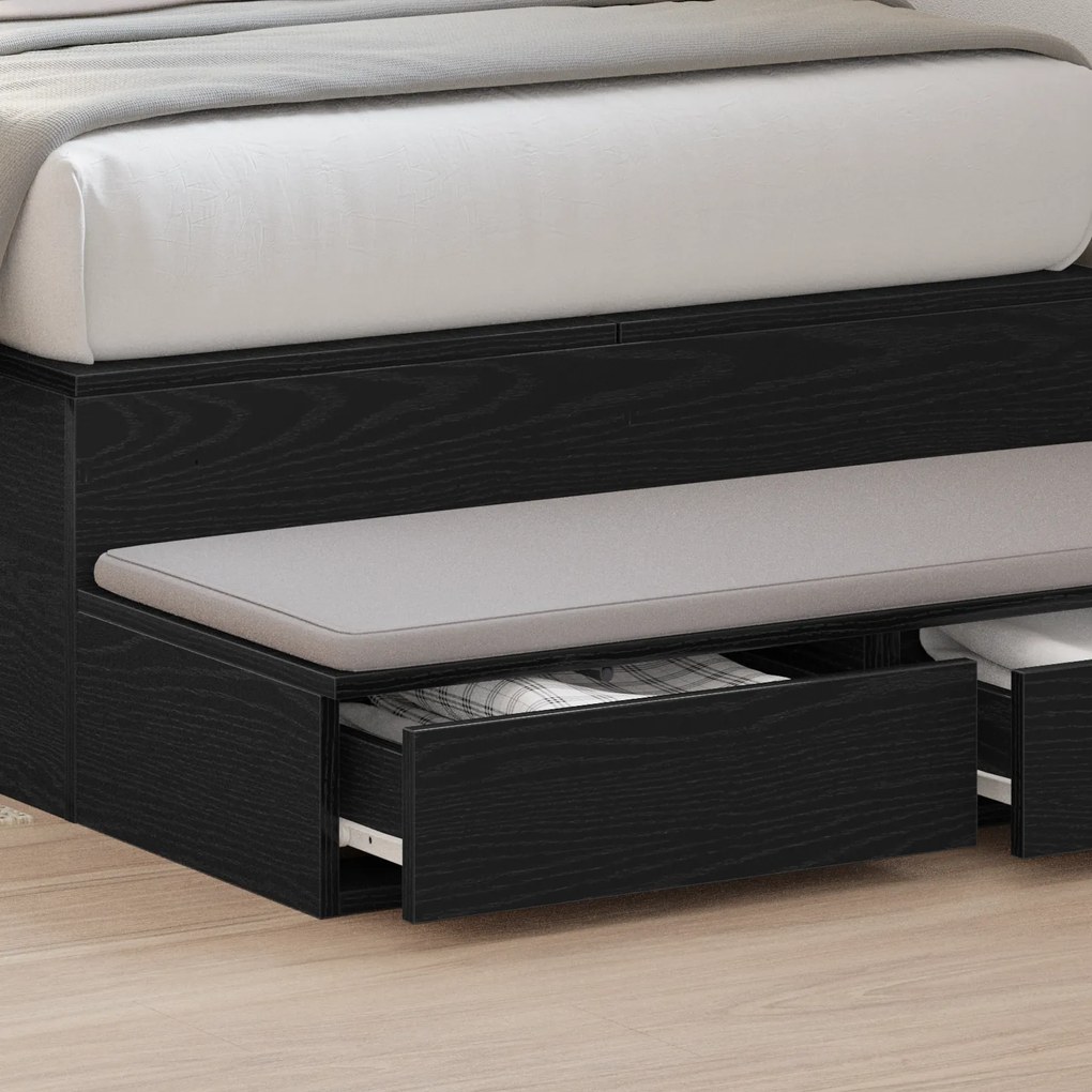 vidaXL Συρτάρια Κρεβατιού Μαύρο 80x36,5x16,5 εκ Επεξεργασμένο Ξύλο