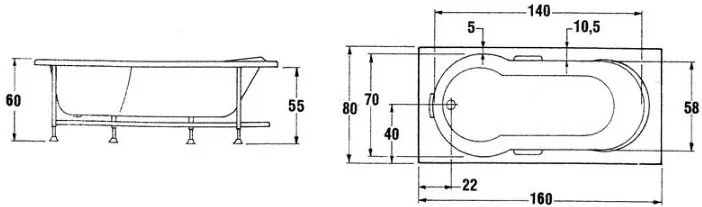 Μπανιέρα Sanitec Victoria-160 x 80 εκ.