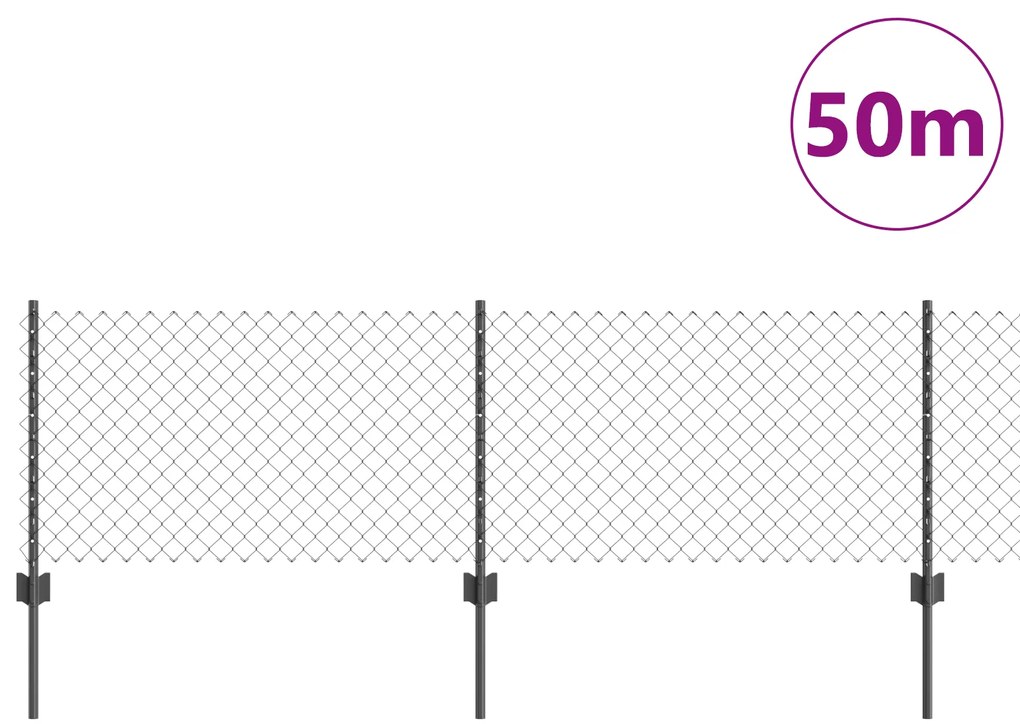 vidaXL Φράχτης με 22 Πόλους Γκρι 0,4x50 μ Σίδηρος