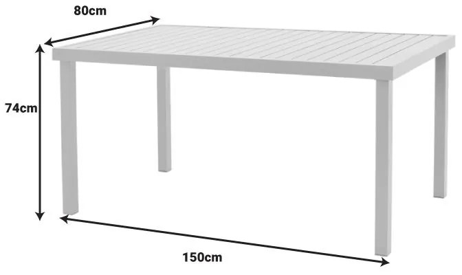 Τραπέζι Kliton  αλουμινίου λευκό 150x80x74εκ 150x80x74 εκ.
