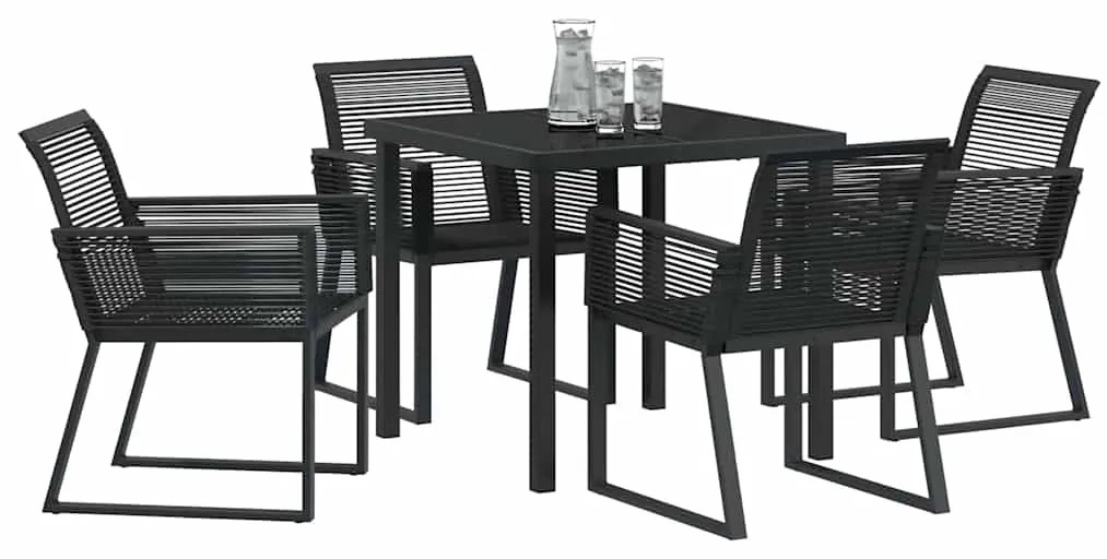 vidaXL Σέτ φαγητού για κήπο 5 pcs Μαύρο Πολυ ράταν