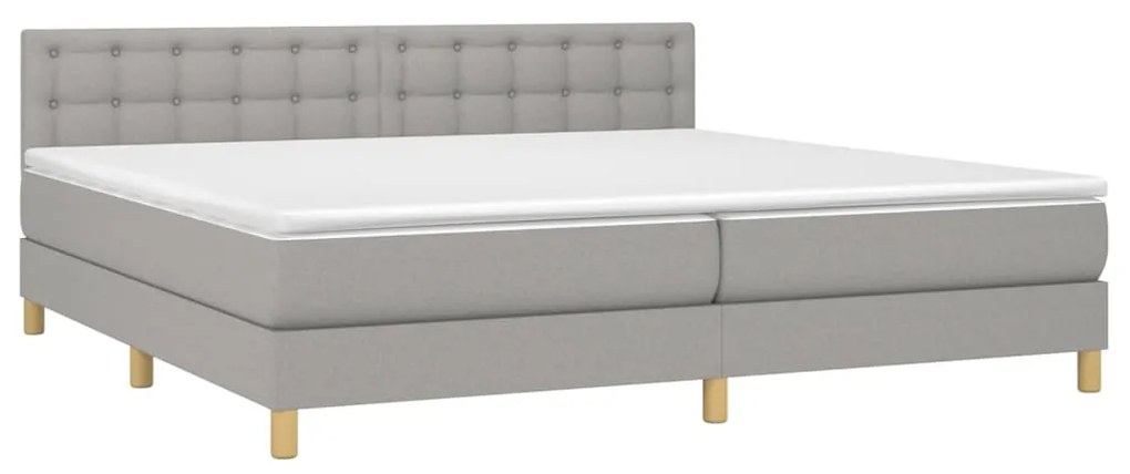 vidaXL Κρεβάτι Boxspring με Στρώμα Ανοιχτό Γκρι 200x200 εκ. Υφασμάτινο