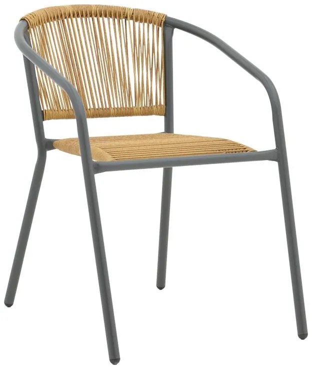 Σετ κήπου Τραπεζαρία Ensure - Lindaria σετ 5 τεμ. μέταλλο ανθρακί - pe rattan φυσικό 120x70x70 εκ. 120x70x70 εκ.