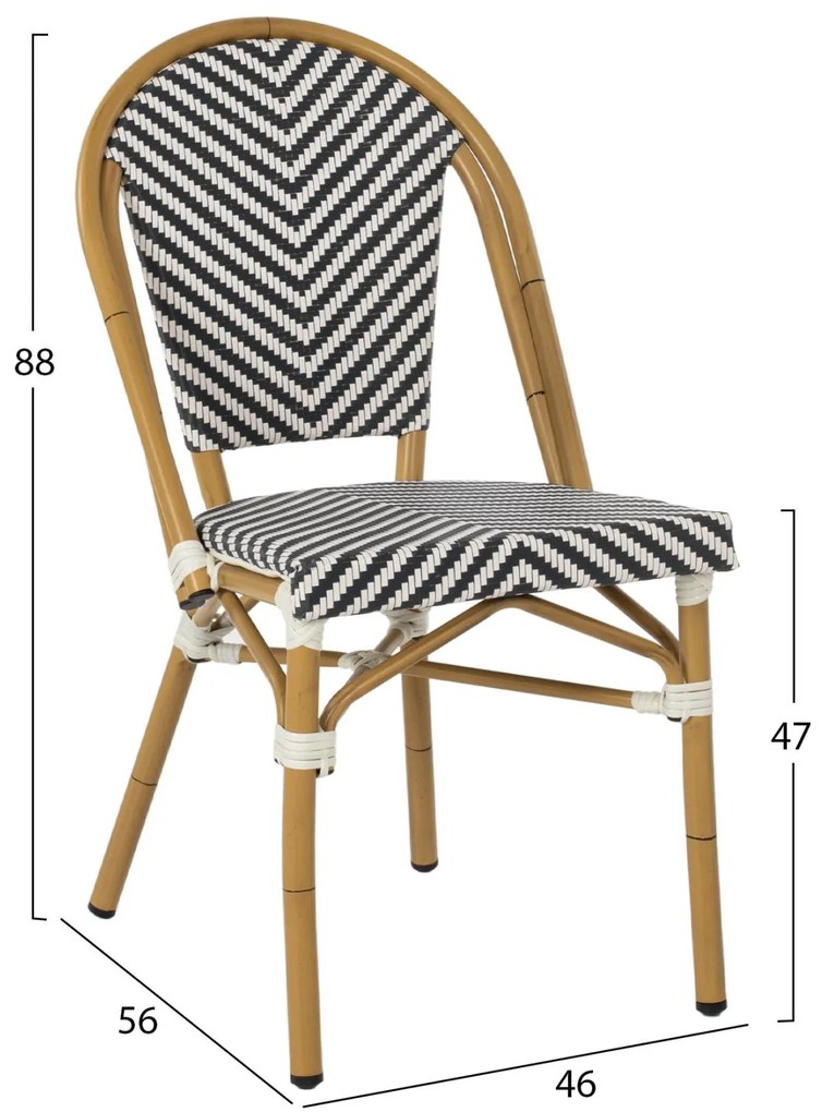 Καρέκλα C5860.01 Bamboo Look Μαύρο - Λευκό 46x56x88Y εκ. 46x56x88 εκ.