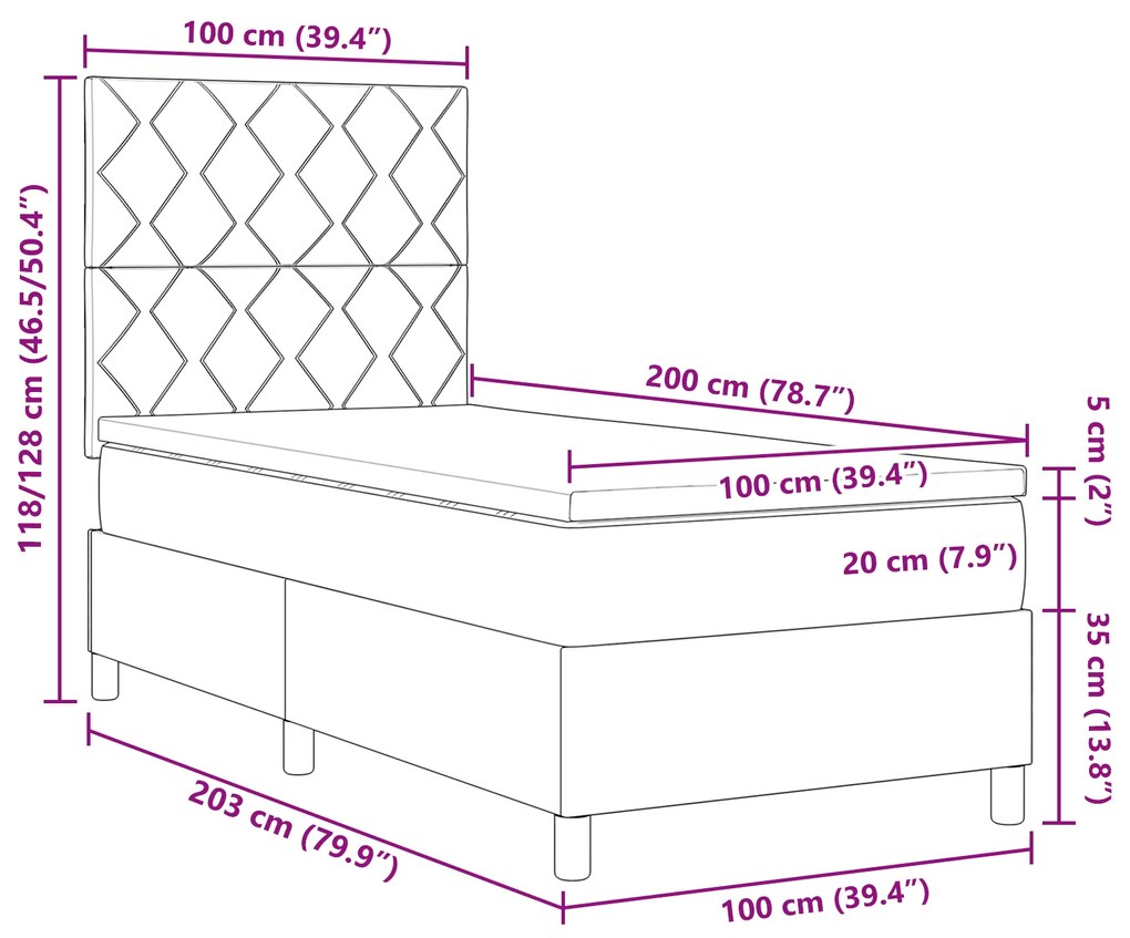 vidaXL Κρεβάτι με Βαμβάκι Μπλε 100x200 εκ