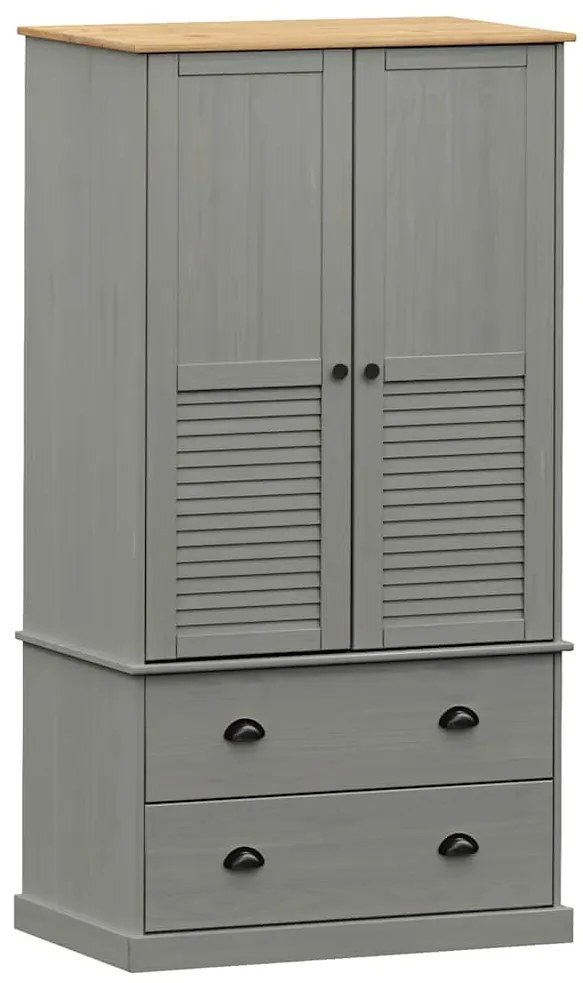 vidaXL Ντουλάπα VIGO Γκρι 90 x 55 x 170 εκ. από Μασίφ Ξύλο Πεύκου
