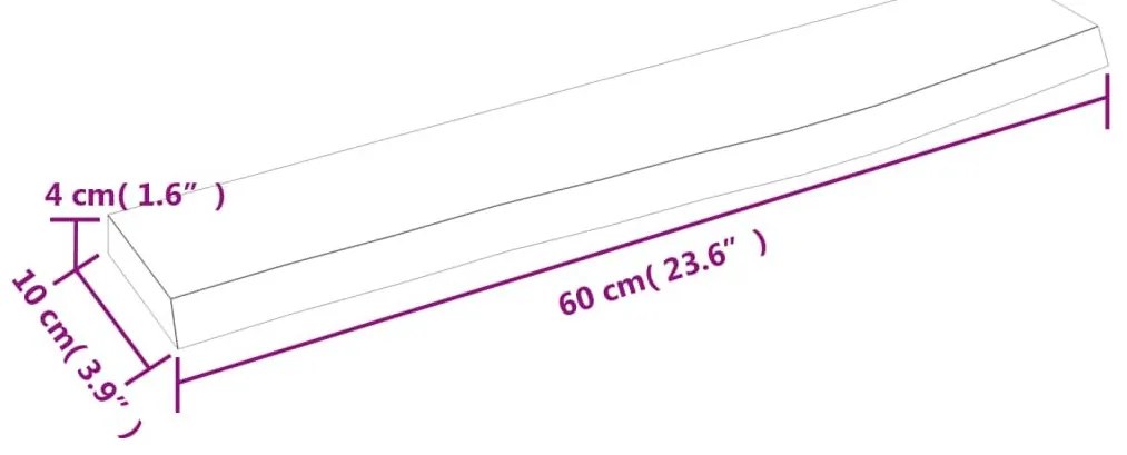 Ράφι Τοίχου 60 x 10 x 4 εκ. από Ακατέργαστο Μασίφ Ξύλο Δρυός - Καφέ