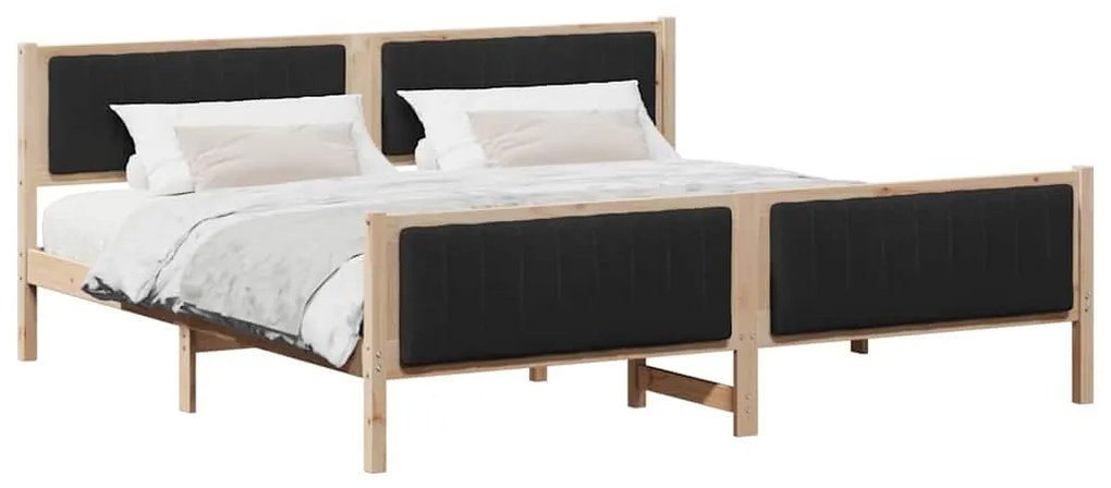 vidaXL Σκελετός Κρεβατιού με κεφαλάρι Καφέ και μαύρο 200 x 200 cm