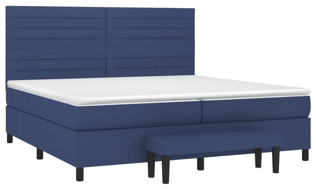 vidaXL Κρεβάτι Boxspring με Στρώμα Μπλε 200x200 εκ. Υφασμάτινο