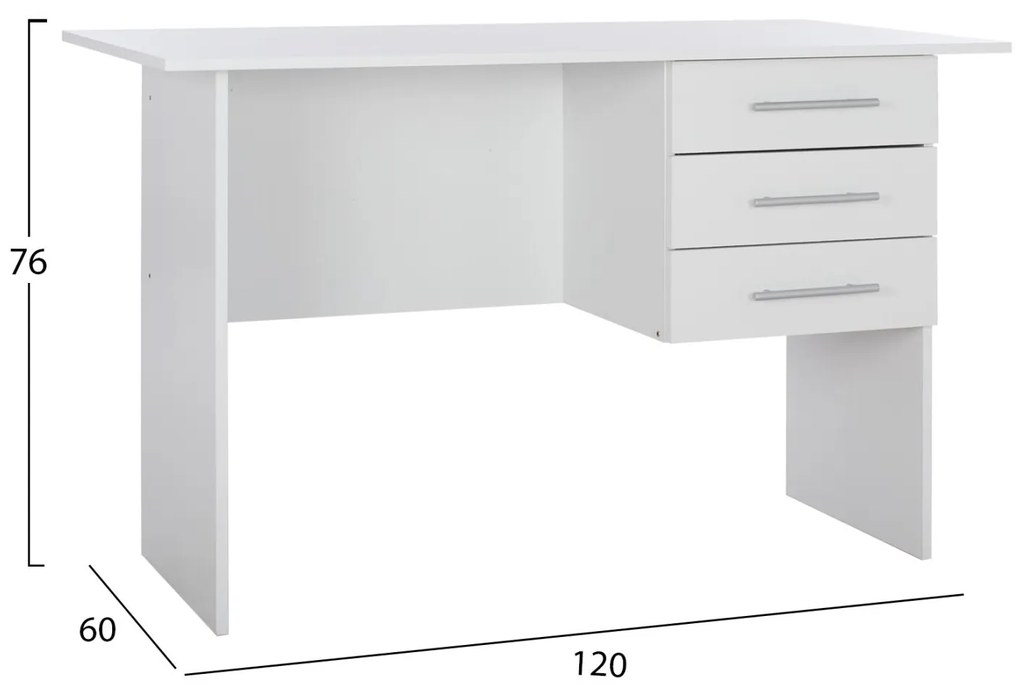 Γραφείο Ensley με 3 συρτάρια C2029.05 Λευκό 120x60x76 εκ. 120x60x76 εκ.