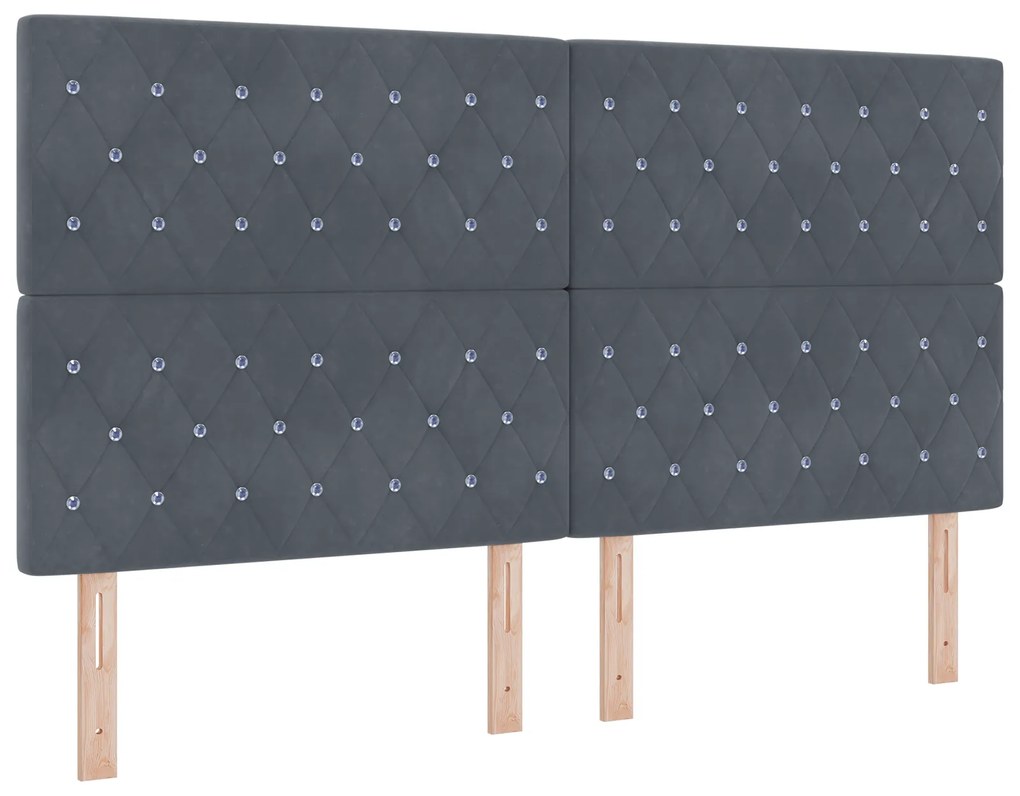 vidaXL Κρεβάτι Box Spring με Στρώμα Γκρι Σκούρο 180x200 εκ. Βελούδο