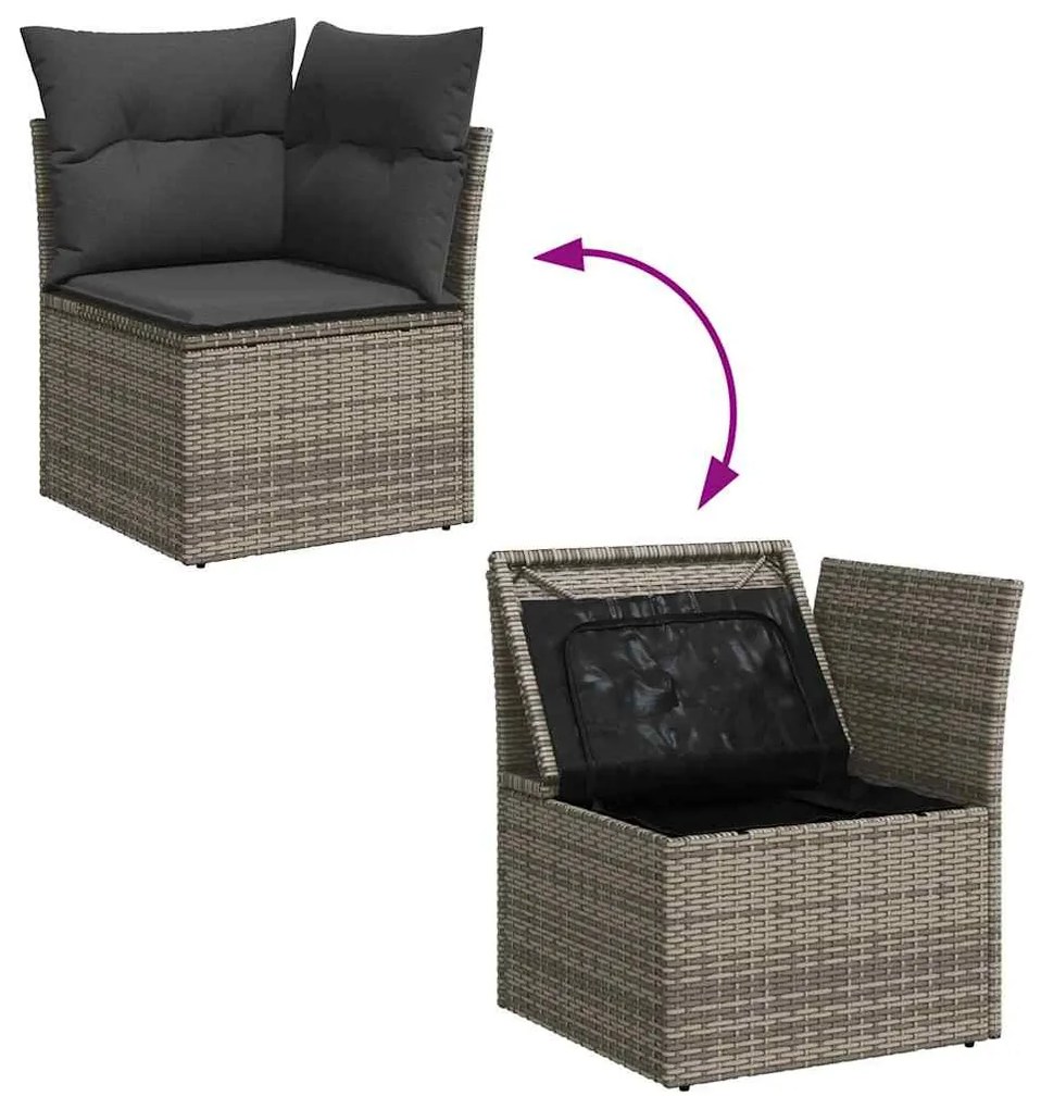 vidaXL Σετ Καναπέ Κήπου με μαξιλάρι 12 pcs Γκρι 100 x 100 x 71 cm