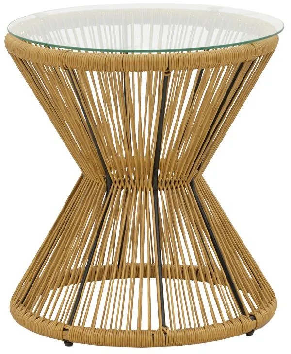 Σετ κήπου Naoki - Mabil 3 τεμ. pe rattan φυσικό - μαύρο μέταλλο 50x50x55 εκ.