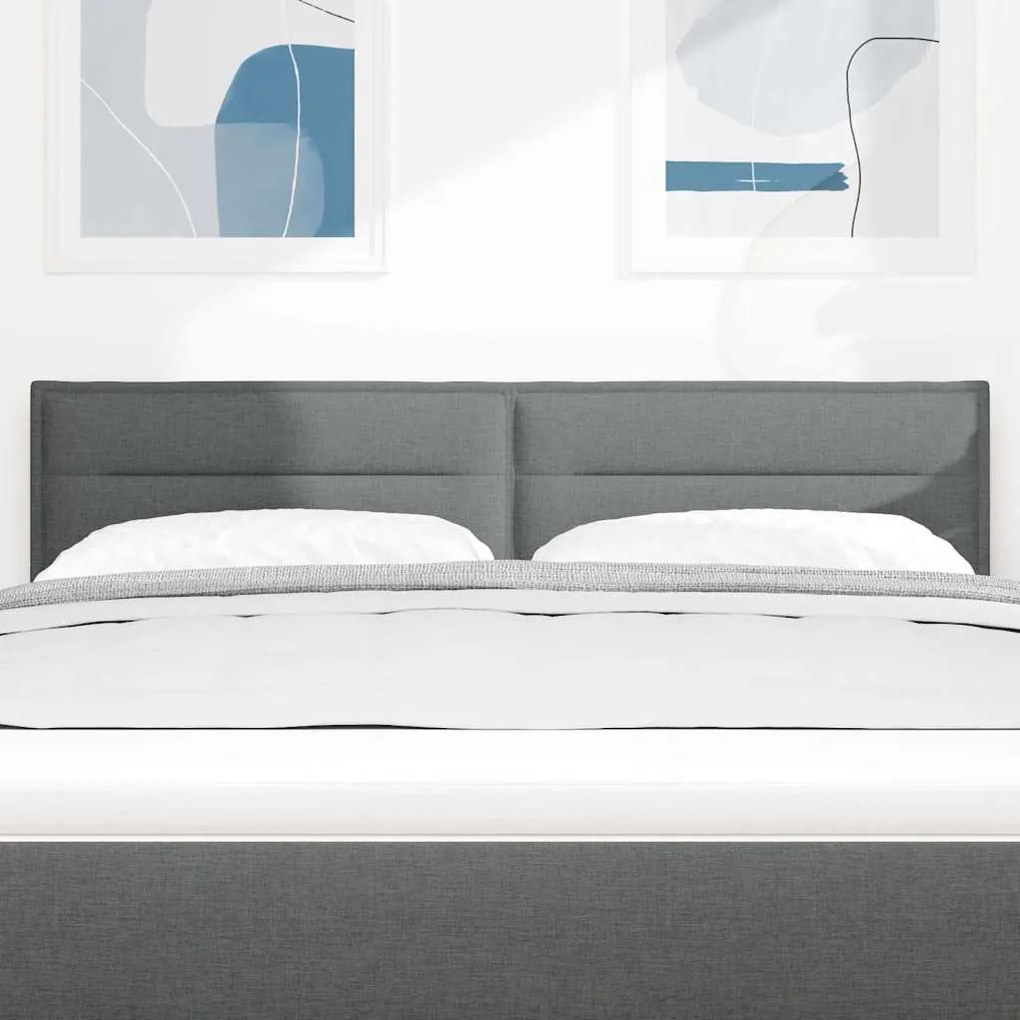 vidaXL LED κεφαλάρι με φώτα λωρίδας LED Σκούρο γκρι 160 cm ύφασμα
