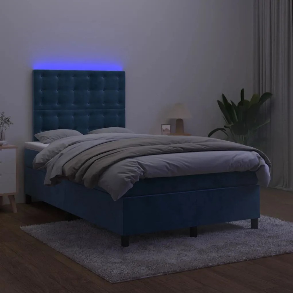 ΚΡΕΒΑΤΙ BOXSPRING ΜΕ ΣΤΡΩΜΑ &amp; LED ΣΚ. ΜΠΛΕ 120X190ΕΚ. ΒΕΛΟΥΔΙΝΟ 3270339